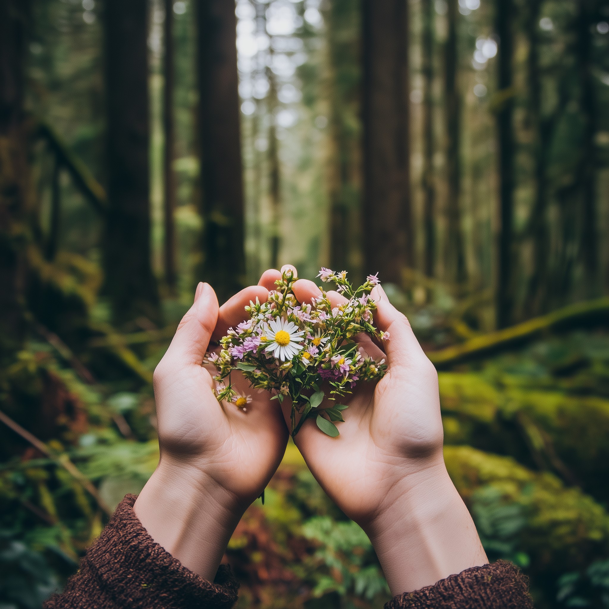 Perfectionism & The Wild Woman hands holding flowers